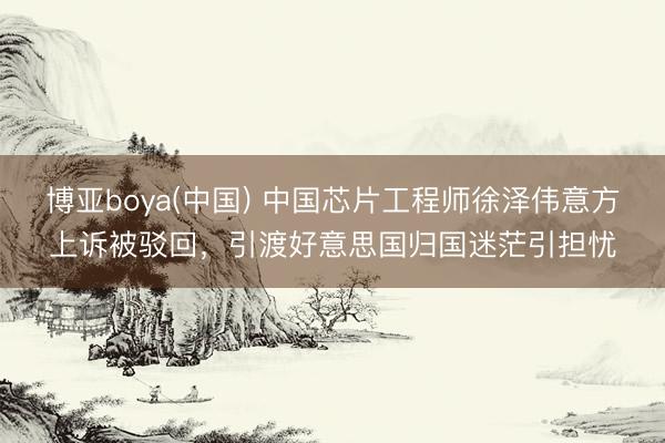 博亚boya(中国) 中国芯片工程师徐泽伟意方上诉被驳回,引渡好意思国归国迷茫引担忧