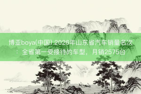 博亚boya(中国) 2026年山东省汽车销量名次：全省第一受接待的车型，月销2575台