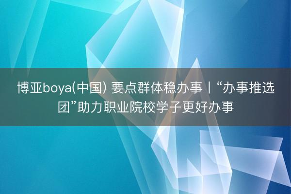 博亚boya(中国) 要点群体稳办事丨“办事推选团”助力职业院校学子更好办事