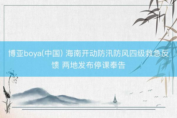 博亚boya(中国) 海南开动防汛防风四级救急反馈 两地发布停课奉告