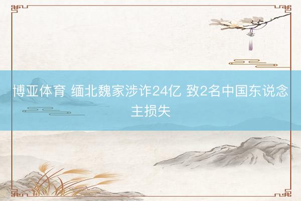 博亚体育 缅北魏家涉诈24亿 致2名中国东说念主损失