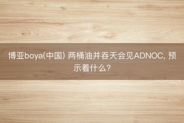 博亚boya(中国) 两桶油并吞天会见ADNOC, 预示着什么?
