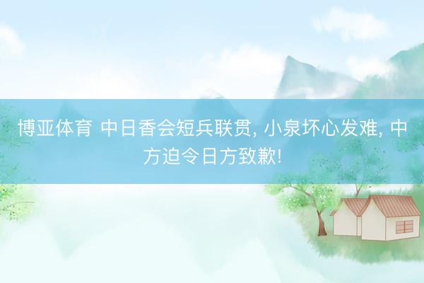 博亚体育 中日香会短兵联贯， 小泉坏心发难， 中方迫令日方致歉!