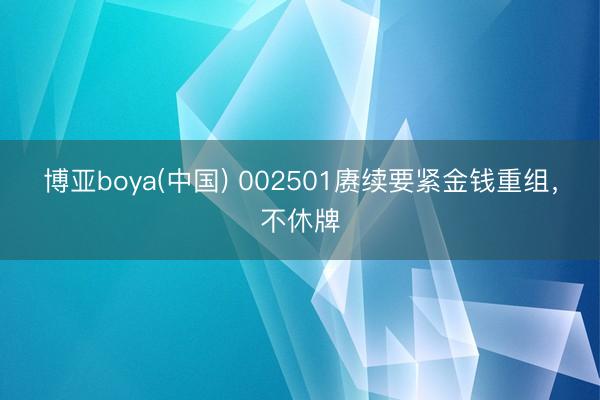 博亚boya(中国) 002501赓续要紧金钱重组，不休牌