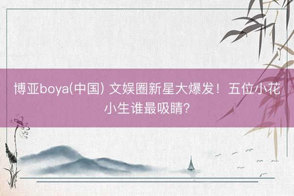博亚boya(中国) 文娱圈新星大爆发！五位小花小生谁最吸睛？