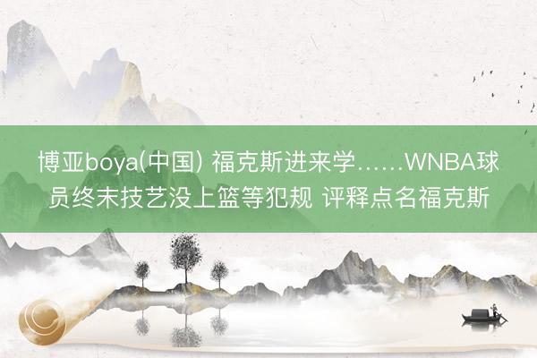 博亚boya(中国) 福克斯进来学……WNBA球员终末技艺没上篮等犯规 评释点名福克斯