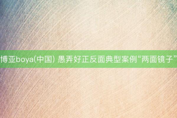博亚boya(中国) 愚弄好正反面典型案例“两面镜子”