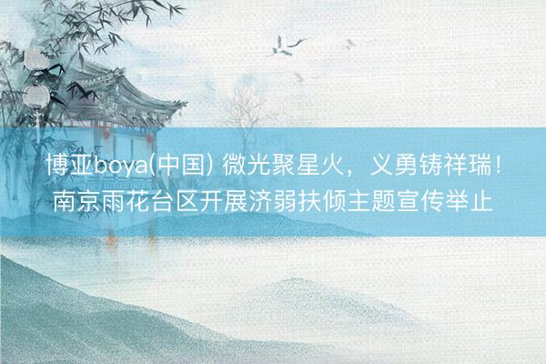 博亚boya(中国) 微光聚星火，义勇铸祥瑞！南京雨花台区开展济弱扶倾主题宣传举止