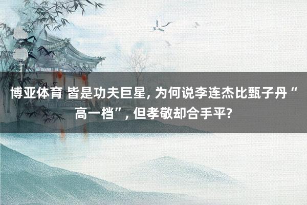 博亚体育 皆是功夫巨星， 为何说李连杰比甄子丹“高一档”， 但孝敬却合手平?