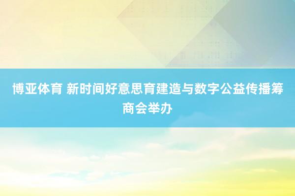 博亚体育 新时间好意思育建造与数字公益传播筹商会举办